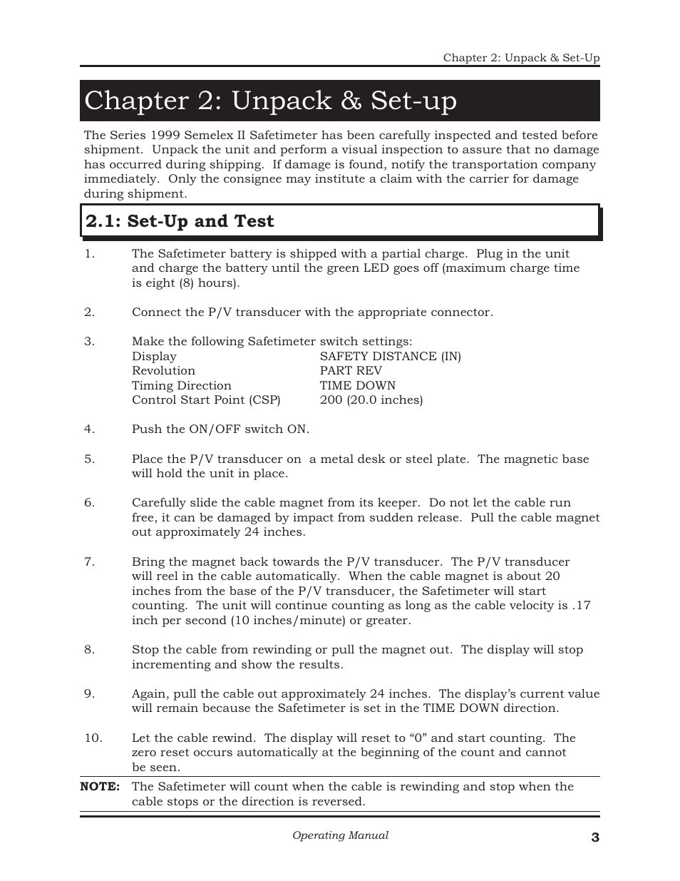 Chapter 2: unpack & set-up, Set-up and test | AMETEK 1025 Foot & Palm Switches User Manual | Page 7 / 24