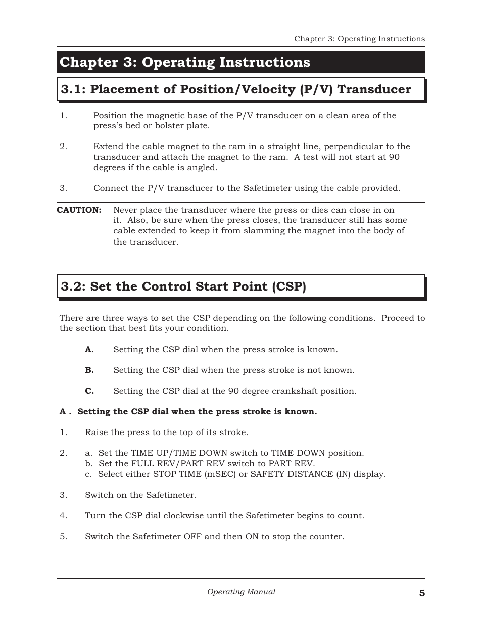 Chapter 3: operating instructions | AMETEK 1025 Foot & Palm Switches User Manual | Page 9 / 24