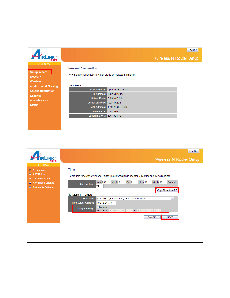 0 setup wizard | Airlink101 AR685W User Manual | Page 19 / 81