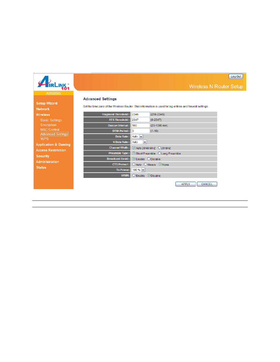 4 advanced settings | Airlink101 AR685W User Manual | Page 45 / 81