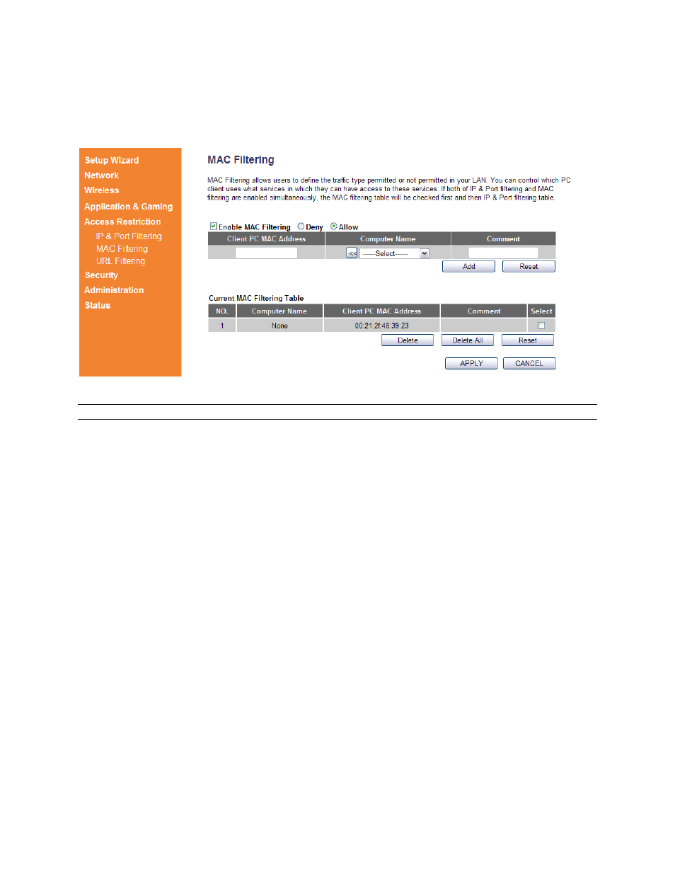 2 mac filtering | Airlink101 AR685W User Manual | Page 63 / 81