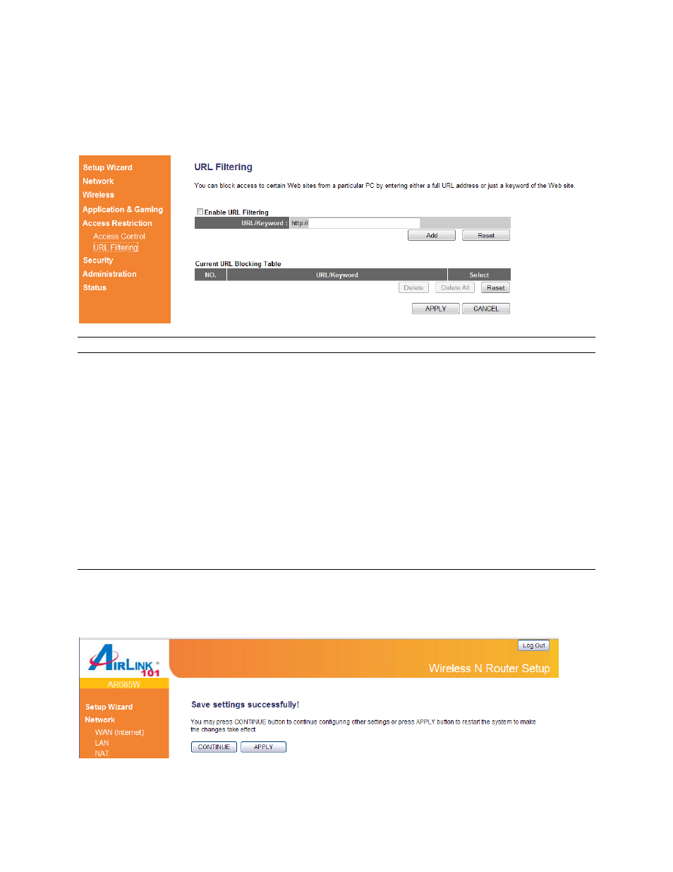 3 url/keyword filtering | Airlink101 AR685W User Manual | Page 65 / 81