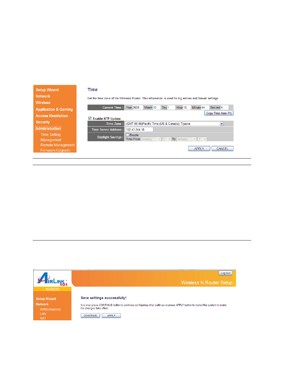 6 administration, 1 time | Airlink101 AR685W User Manual | Page 70 / 81