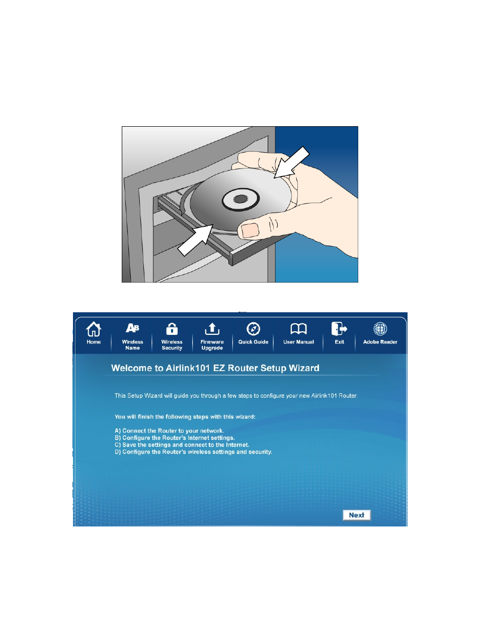 Chapter 2 installing the router, 1 using ez setup wizard | Airlink101 AR685W User Manual | Page 8 / 81