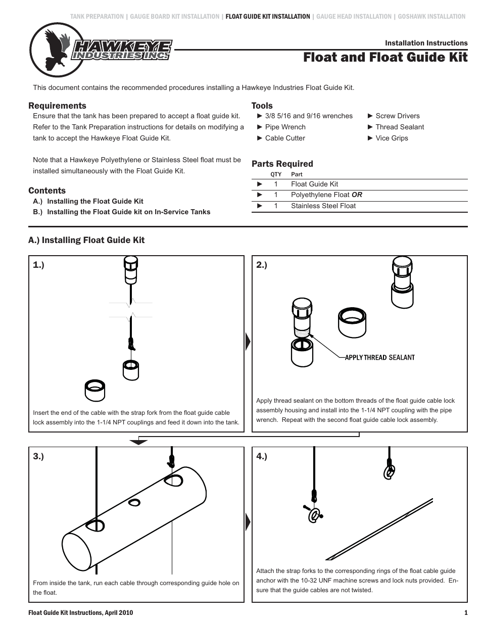 Hawkeye Float User Manual | 3 pages