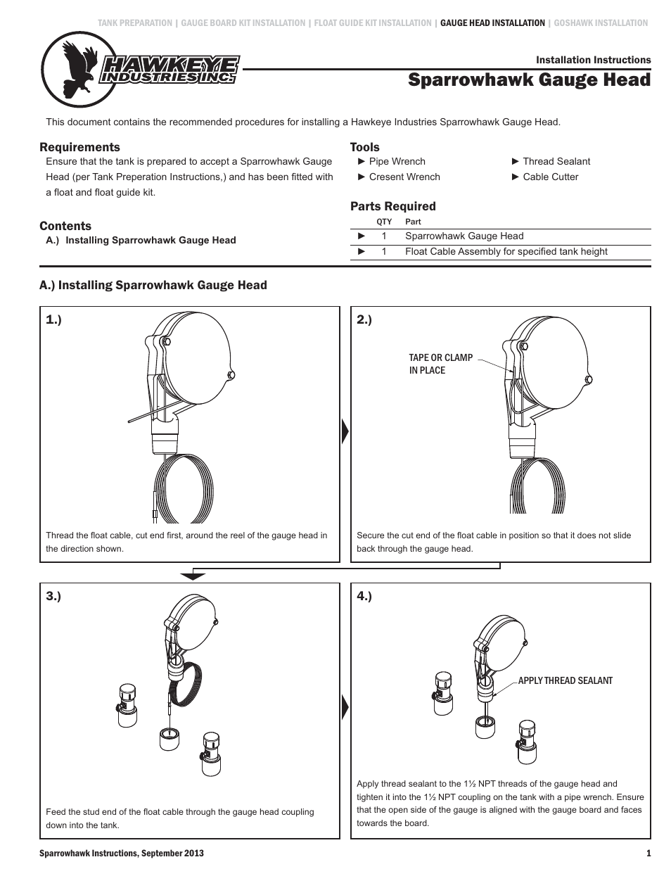 Hawkeye Sparrowhawk User Manual | 2 pages