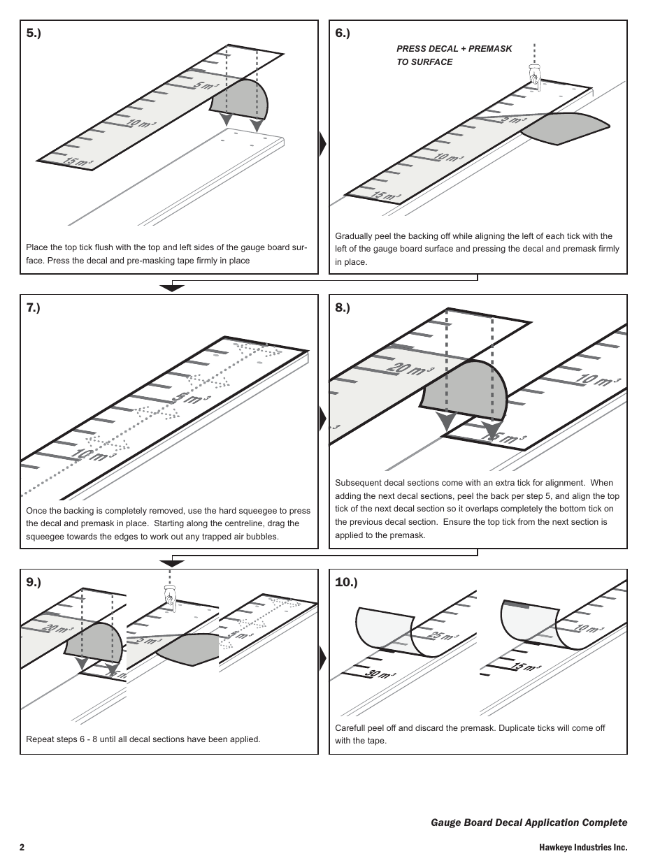 Hawkeye Gauge Board Decal Application User Manual | Page 2 / 2