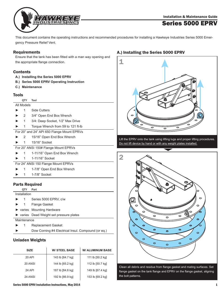 Hawkeye Series 5000 EPRV User Manual | 4 pages