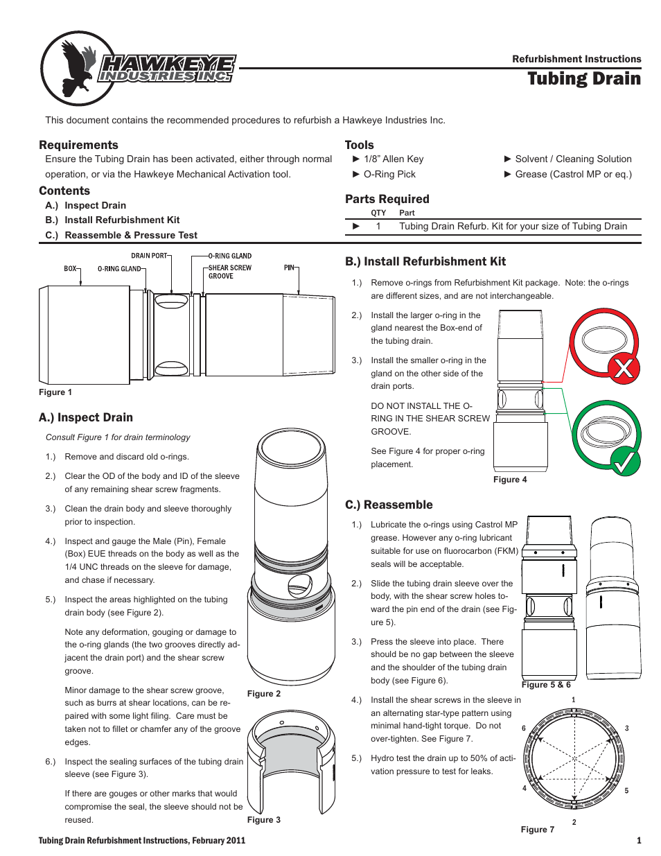 Hawkeye Tubing Drain Refurbishment User Manual | 1 page