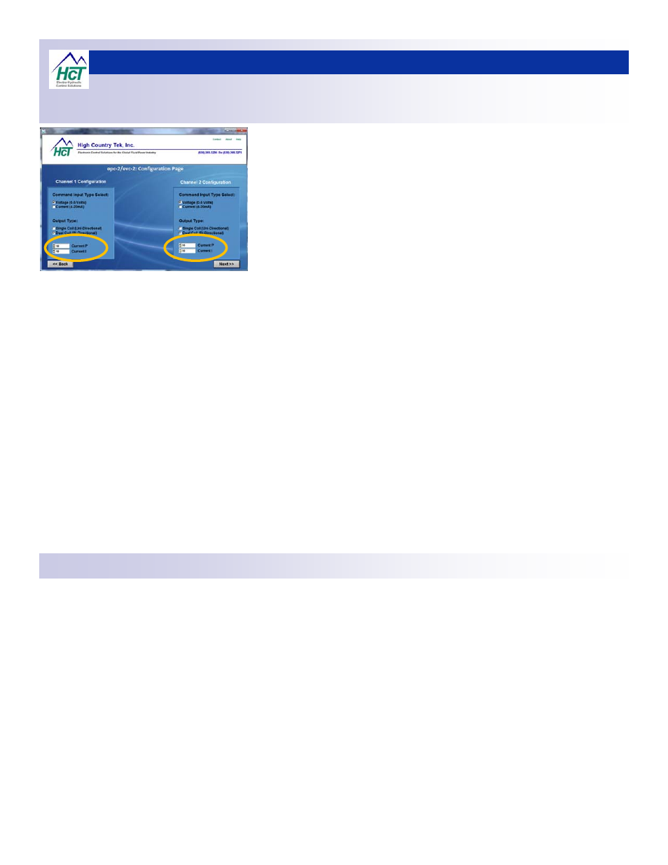 P & i set-up guide | High Country Tek epc-2, Dual Channel GUI Software User Manual | Page 10 / 12