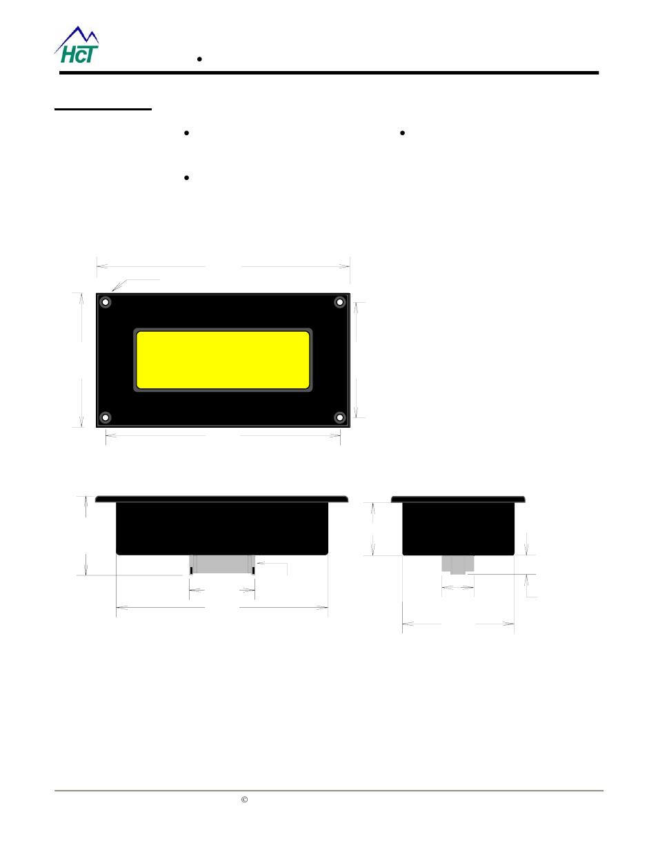 Dimensions, Figure 3: packaging dimensions, Side view | Front view, End view | High Country Tek DVC61 User Manual | Page 8 / 13