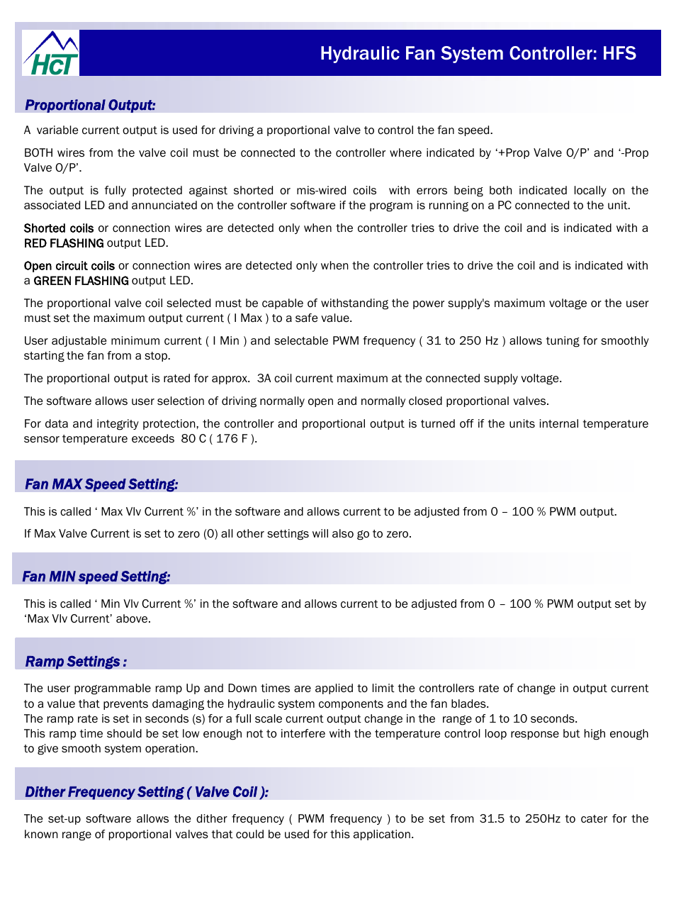 Hydraulic fan system controller: hfs | High Country Tek HFS User Manual | Page 10 / 31