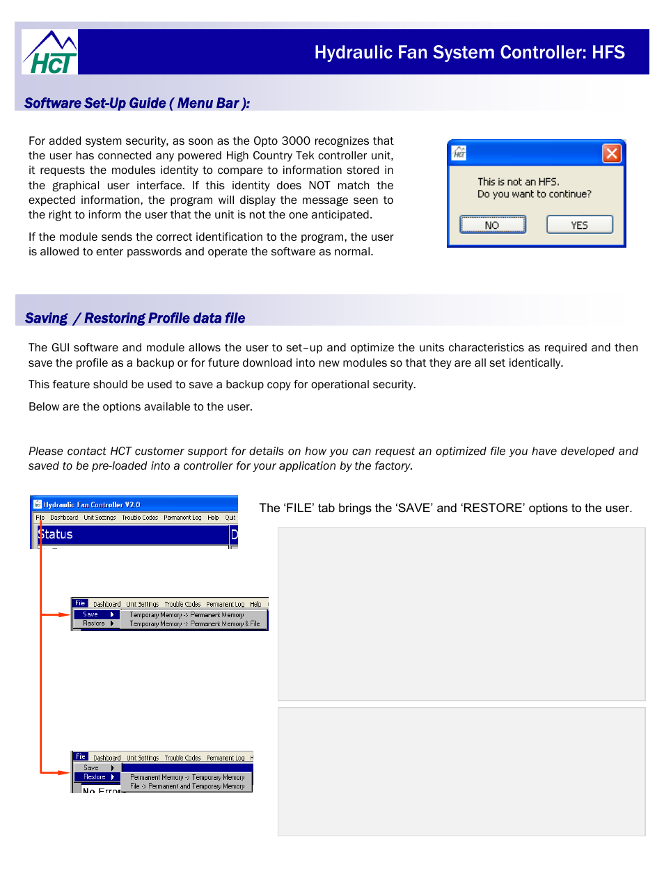 Hydraulic fan system controller: hfs | High Country Tek HFS User Manual | Page 15 / 31