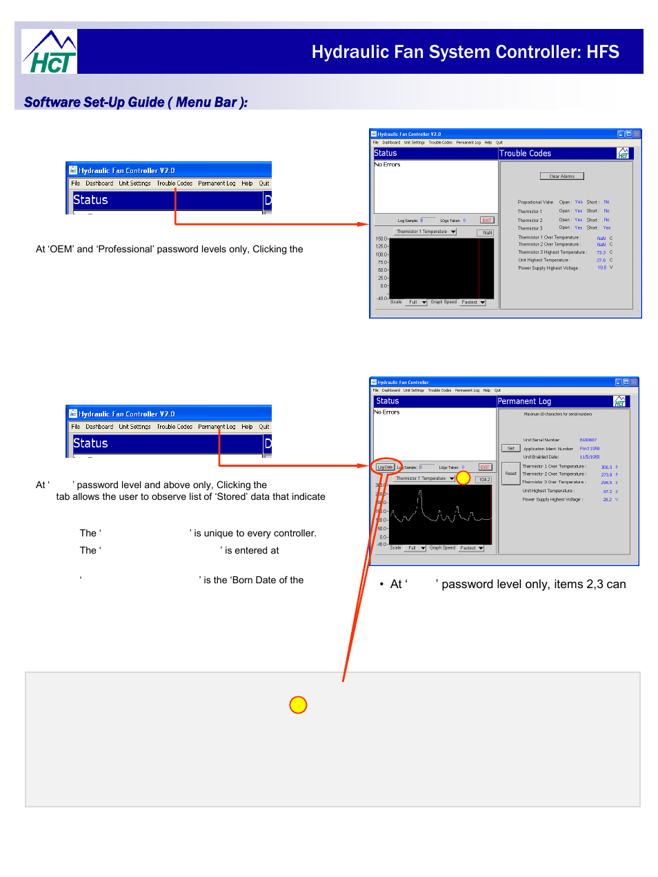 Hydraulic fan system controller: hfs, Software set-up guide ( menu bar ) | High Country Tek HFS User Manual | Page 17 / 31