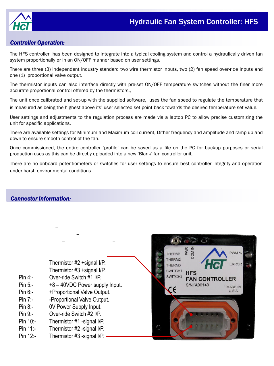 Hydraulic fan system controller: hfs | High Country Tek HFS User Manual | Page 24 / 31