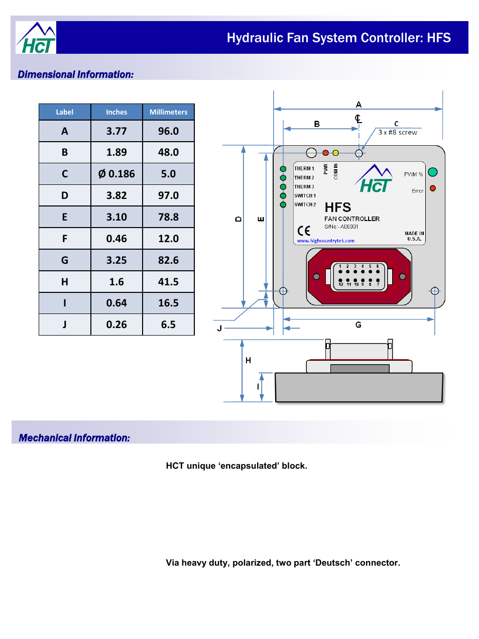 Hydraulic fan system controller: hfs | High Country Tek HFS User Manual | Page 25 / 31