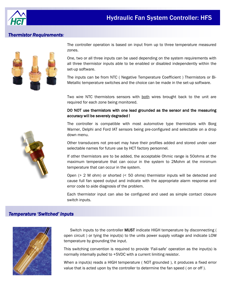 Hydraulic fan system controller: hfs | High Country Tek HFS User Manual | Page 7 / 31