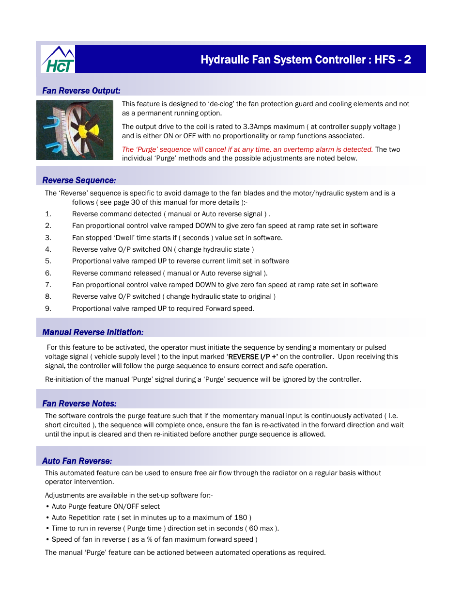 Hydraulic fan system controller : hfs - 2 | High Country Tek HFS-2Q User Manual | Page 14 / 36