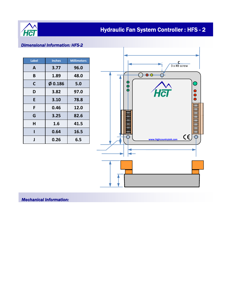 Hfs-2, Hydraulic fan system controller : hfs - 2 | High Country Tek HFS-2Q User Manual | Page 27 / 36