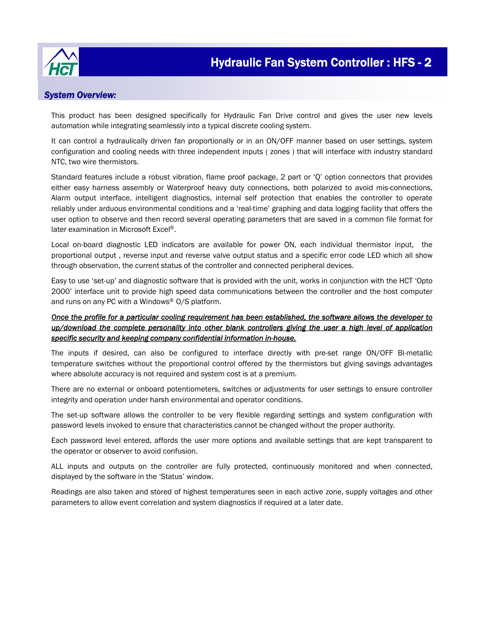 Hydraulic fan system controller : hfs - 2 | High Country Tek HFS-2Q User Manual | Page 3 / 36