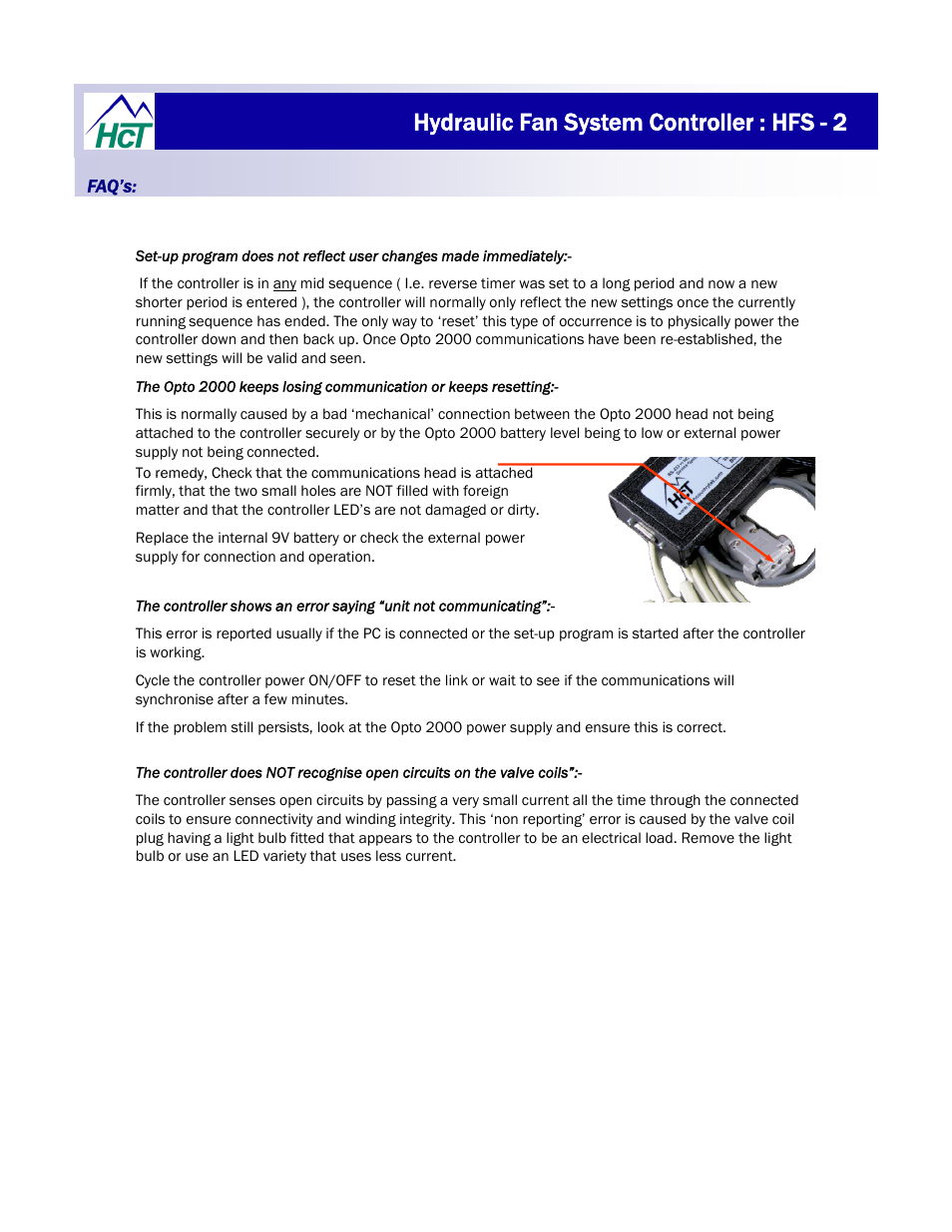 Hydraulic fan system controller : hfs - 2 | High Country Tek HFS-2Q User Manual | Page 33 / 36