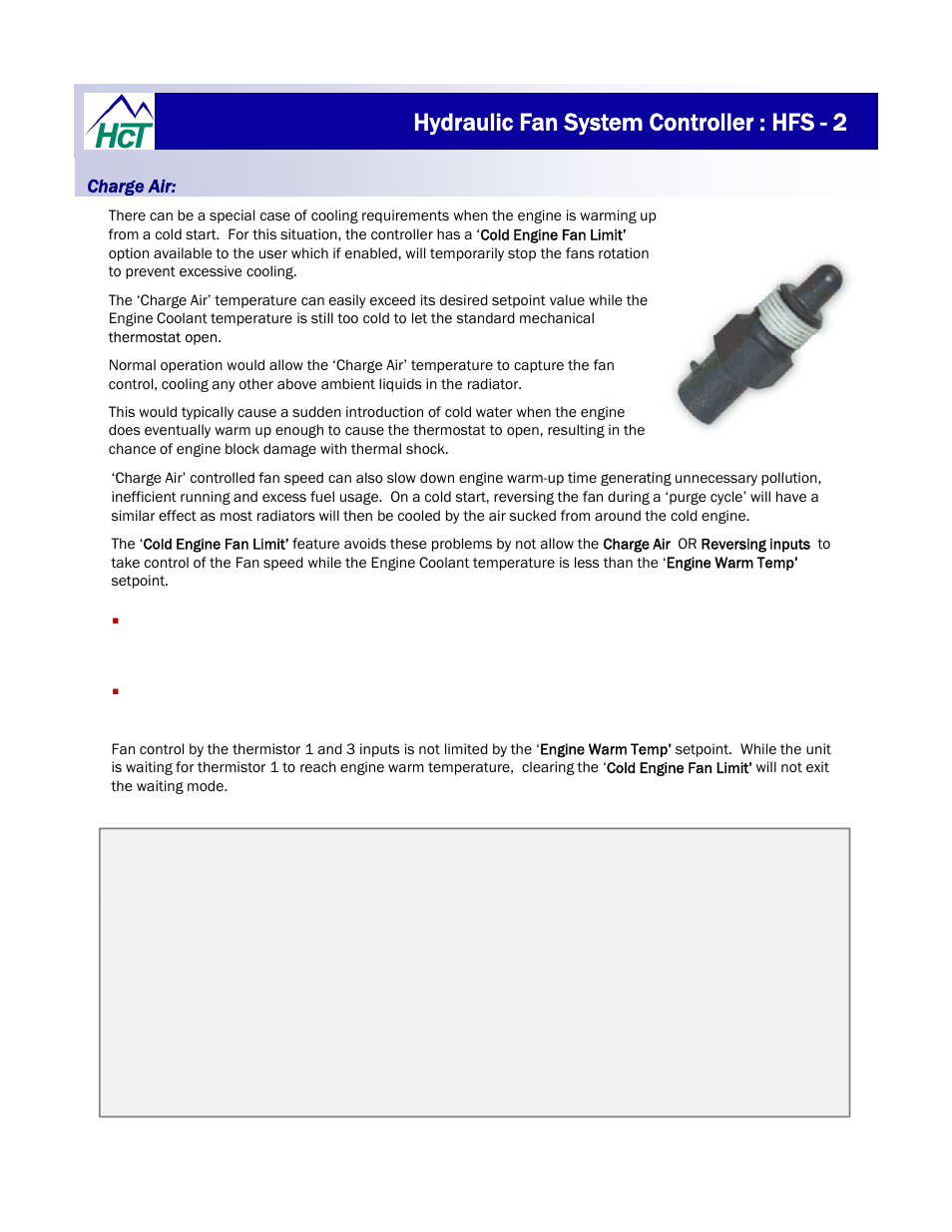 Hydraulic fan system controller : hfs - 2 | High Country Tek HFS-2Q User Manual | Page 9 / 36