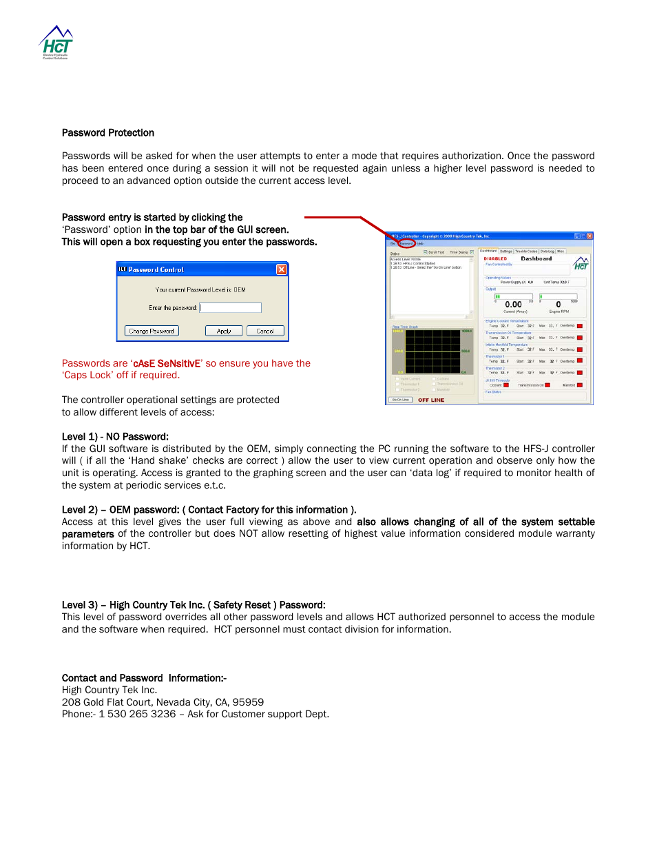 Password protection | High Country Tek HFS-J-Bus User Manual | Page 17 / 33