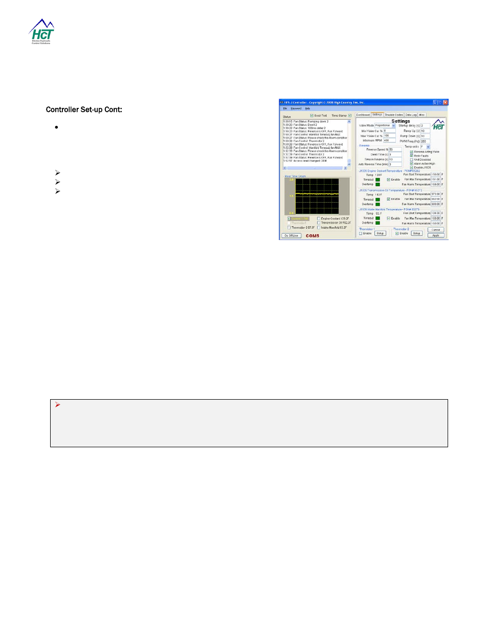 Controller set-up cont | High Country Tek HFS-J-Bus User Manual | Page 22 / 33