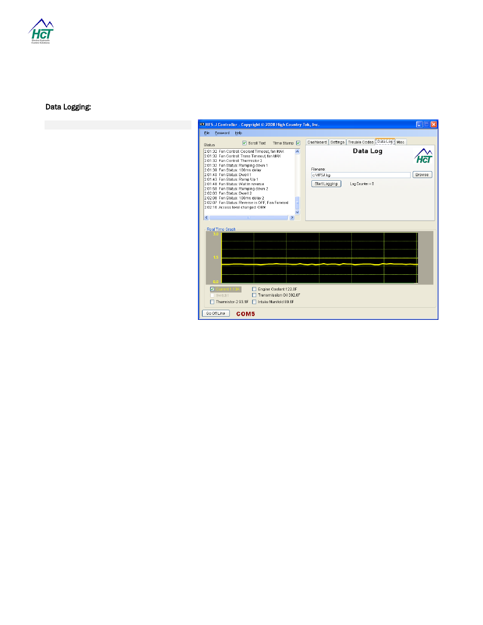 Data logging | High Country Tek HFS-J-Bus User Manual | Page 25 / 33