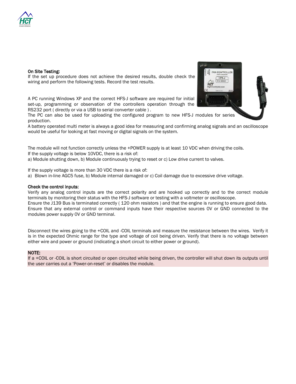 On site testing | High Country Tek HFS-J-Bus User Manual | Page 29 / 33