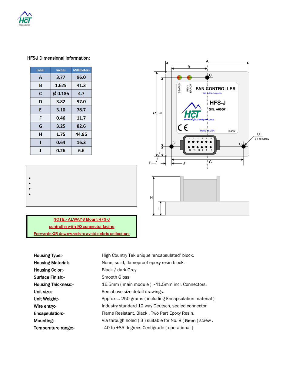 Hfs-j dimensional information | High Country Tek HFS-J-Bus User Manual | Page 31 / 33