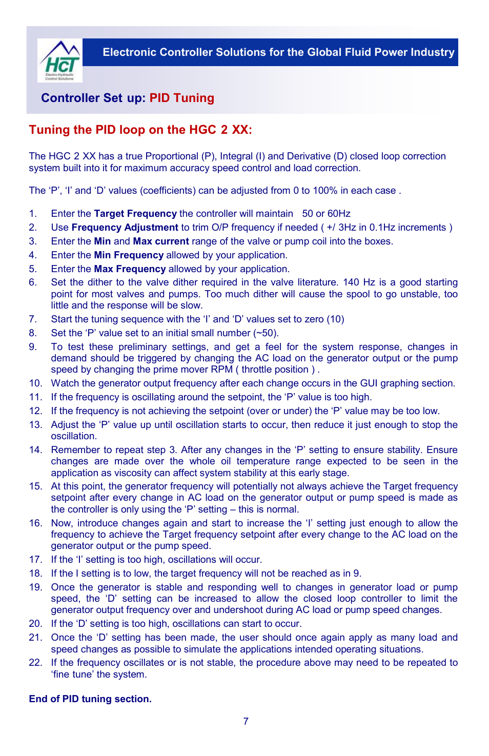 High Country Tek HGC-2, Closed Loop Controller User Manual | Page 7 / 8
