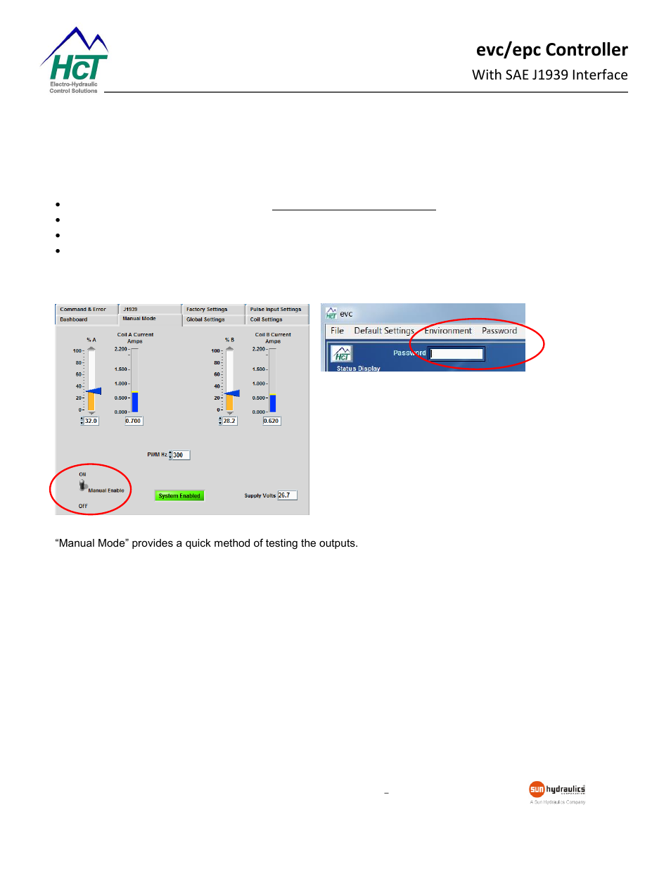 Manual mode, Evc/epc controller, With sae j1939 interface | High Country Tek epc, Electronic Pump Controller - A Multi-Function SAE J1939 Compatible Module User Manual | Page 20 / 45