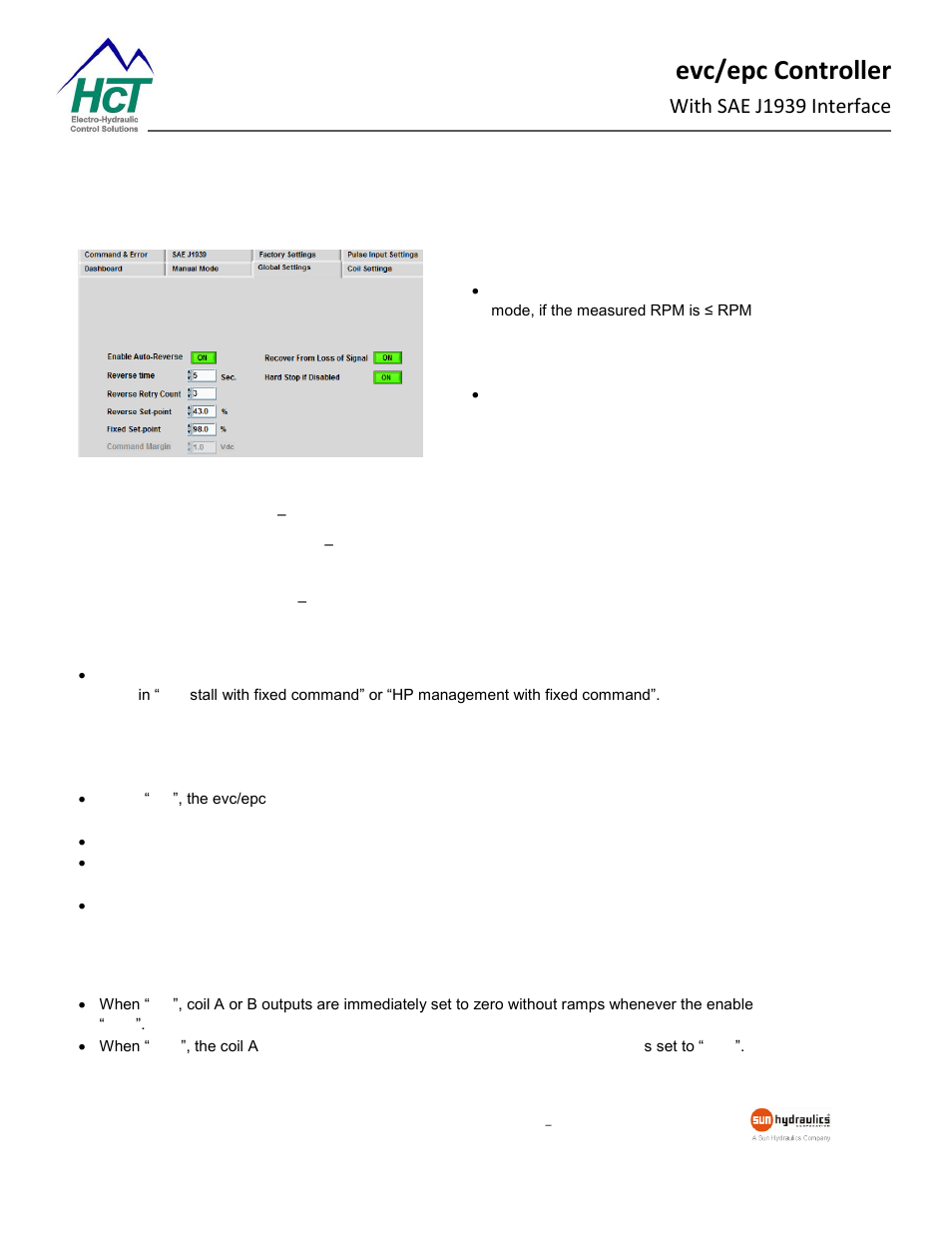 Global settings, Evc/epc controller, With sae j1939 interface | High Country Tek epc, Electronic Pump Controller - A Multi-Function SAE J1939 Compatible Module User Manual | Page 25 / 45
