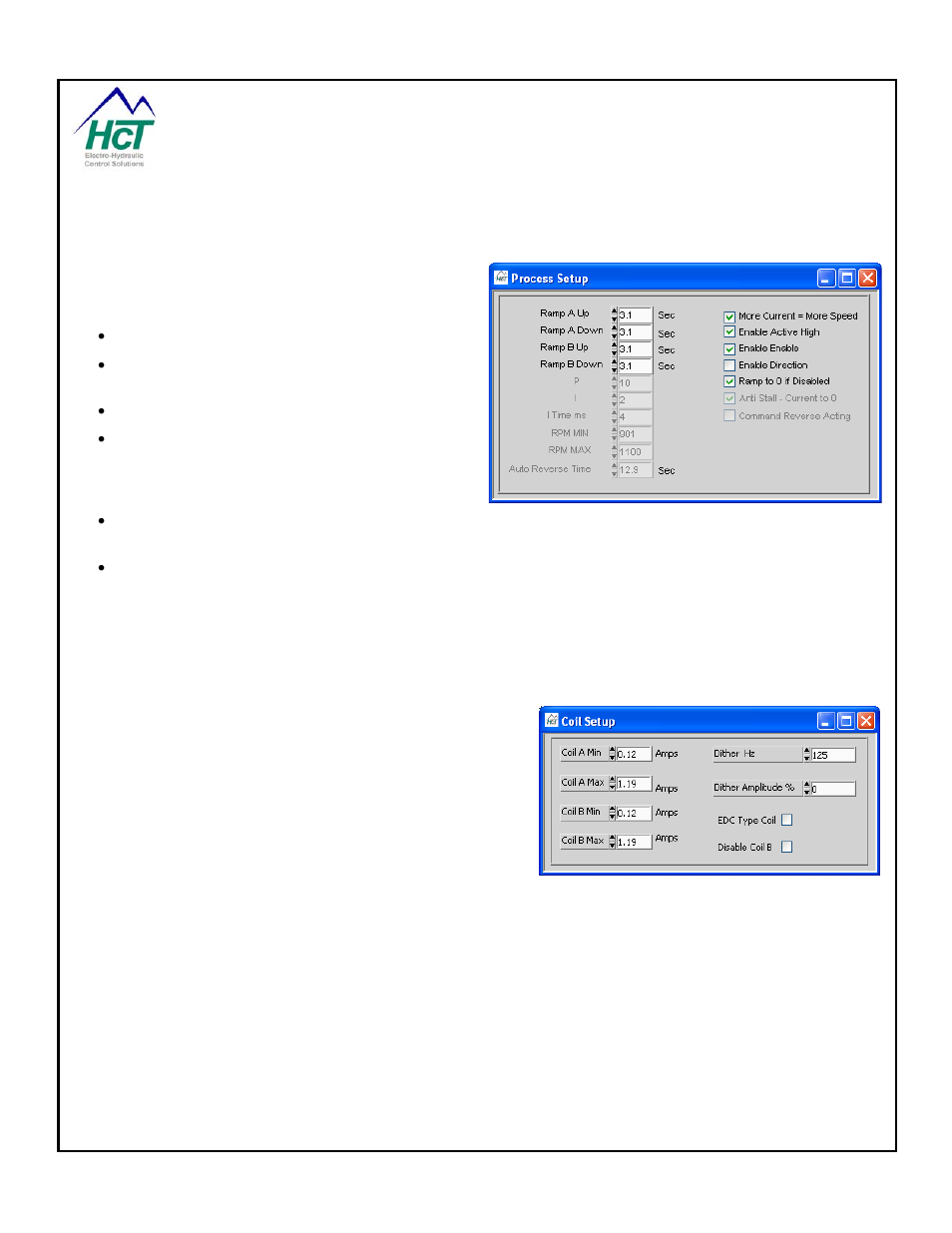 Process setup, Coil setup | High Country Tek PLD, Powerline / universal single / dual coil PWM Valve Driver User Manual | Page 41 / 45