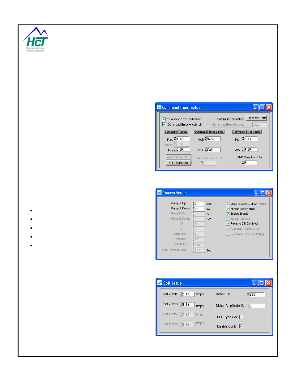 Single coil valve driver, Command input command input, Process setup | Coil setup | High Country Tek PLD, Powerline / universal single / dual coil PWM Valve Driver User Manual | Page 42 / 45