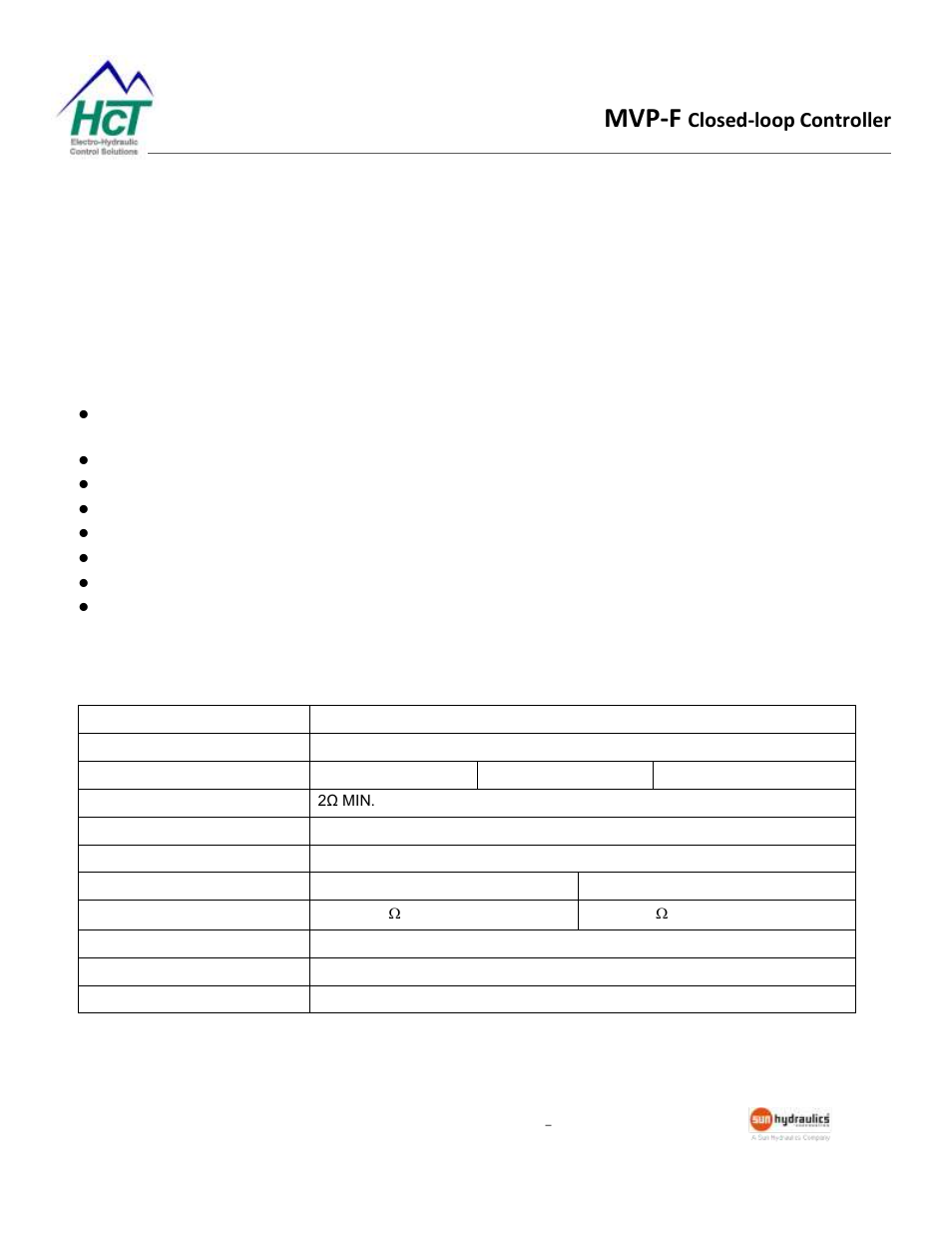 Mvp-f controller, Operating specifications, Mvp-f | Closed-loop controller, Mvp-f features | High Country Tek MVP-F Series User Manual | Page 5 / 17
