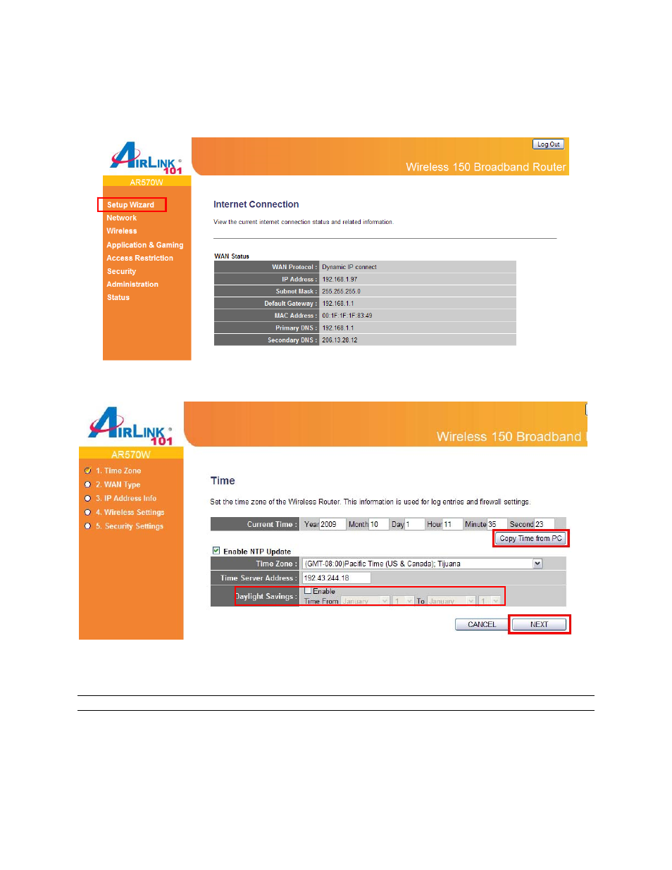 0 setup wizard | Airlink101 AR570W User Manual | Page 19 / 80