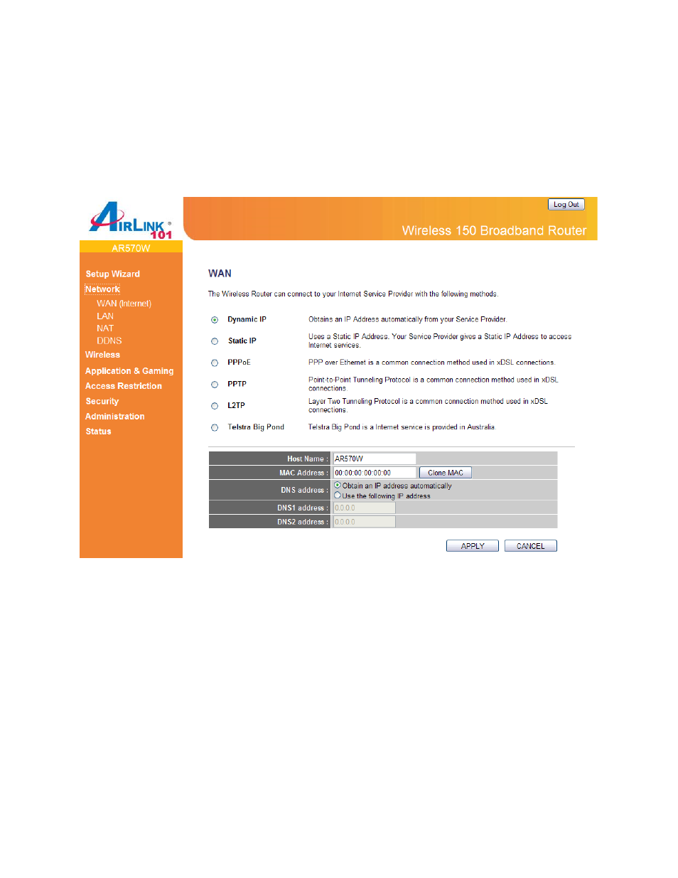 1 network | Airlink101 AR570W User Manual | Page 30 / 80