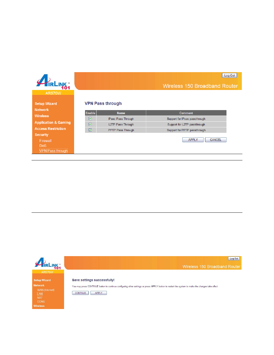 3 vpn pass through | Airlink101 AR570W User Manual | Page 68 / 80