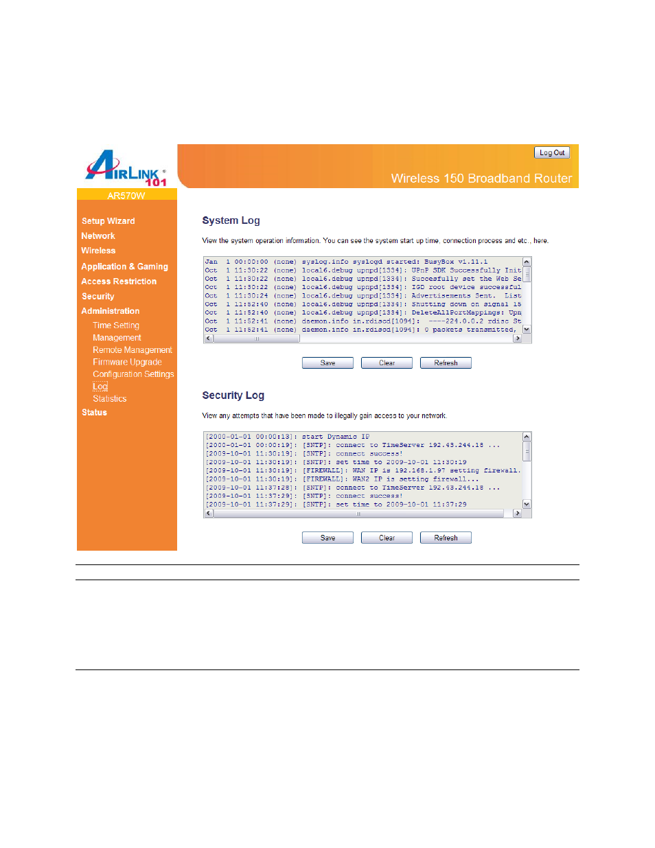 6 log | Airlink101 AR570W User Manual | Page 75 / 80