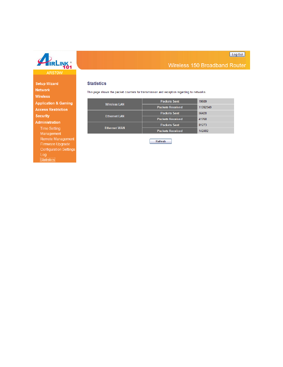 7 statistics | Airlink101 AR570W User Manual | Page 76 / 80