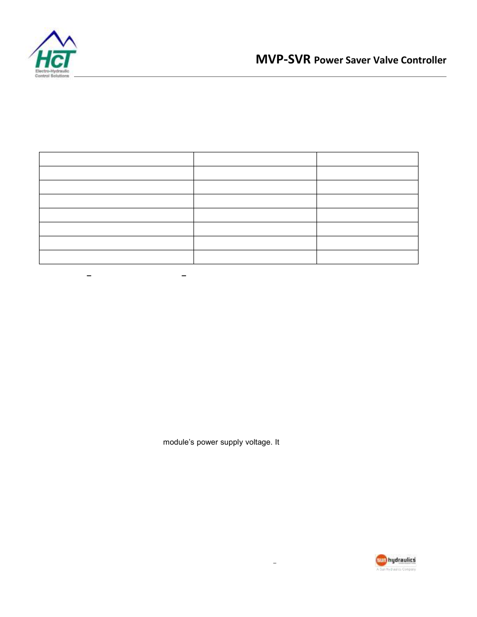 Parameter list, Mvp-svr, Power saver valve controller | High Country Tek MVP-SVR Series User Manual | Page 10 / 13