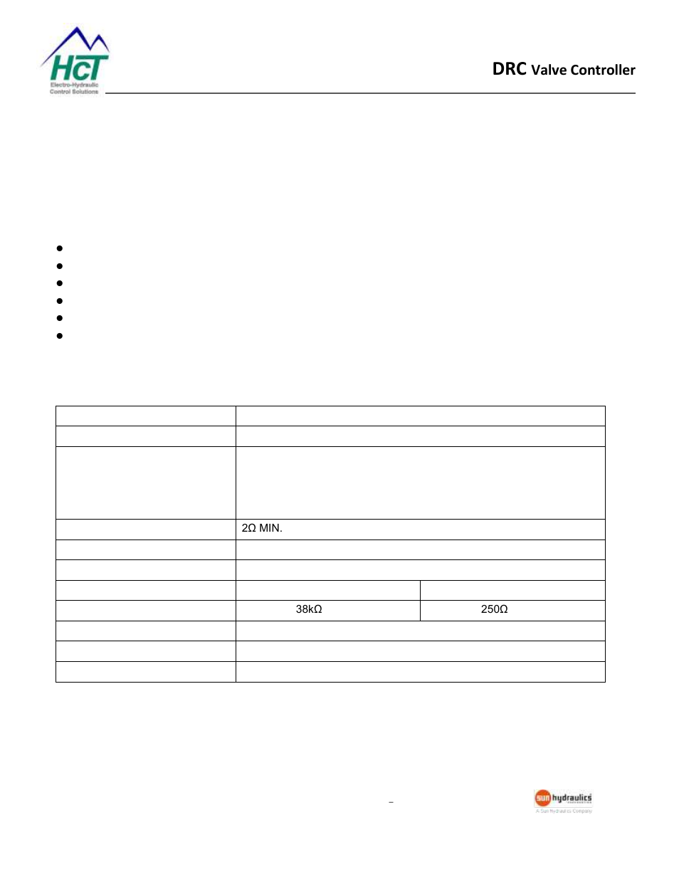 Drc controllers, Operating specifications, Valve controller | High Country Tek DRC Series User Manual | Page 5 / 19