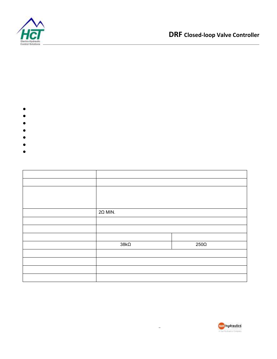 Drf controllers, Operating specifications, Closed-loop valve controller | High Country Tek DRF Series User Manual | Page 5 / 23