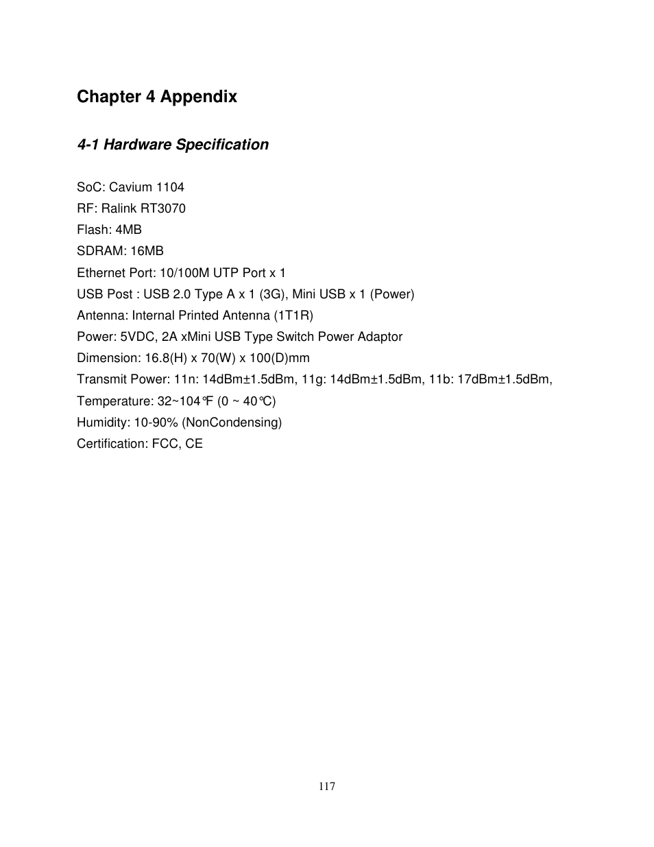 Chapter 4 appendix | Airlink101 AR580W3G User Manual | Page 127 / 134