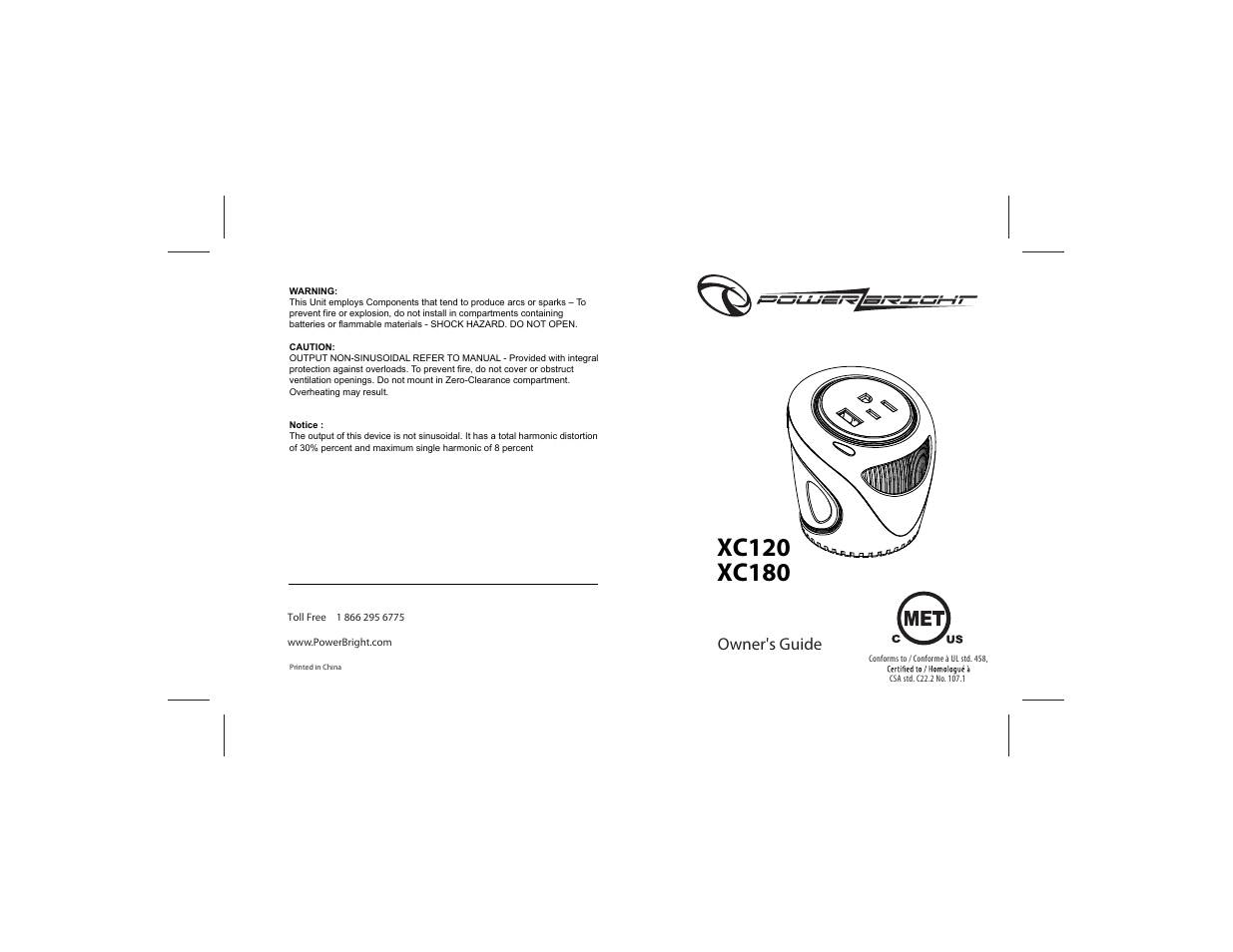 Power Bright XC180 User Manual | 23 pages