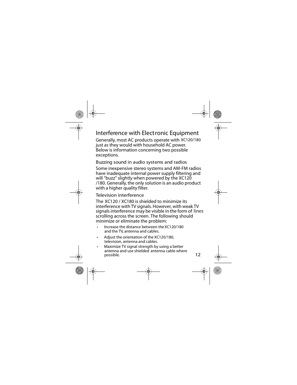 Interference with electronic equipment | Power Bright XC180 User Manual | Page 13 / 23