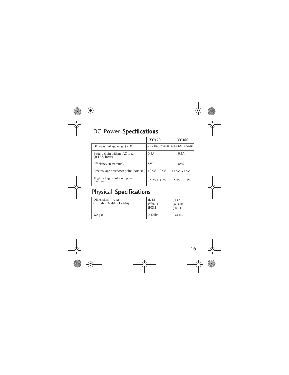 Dc power physical | Power Bright XC180 User Manual | Page 17 / 23