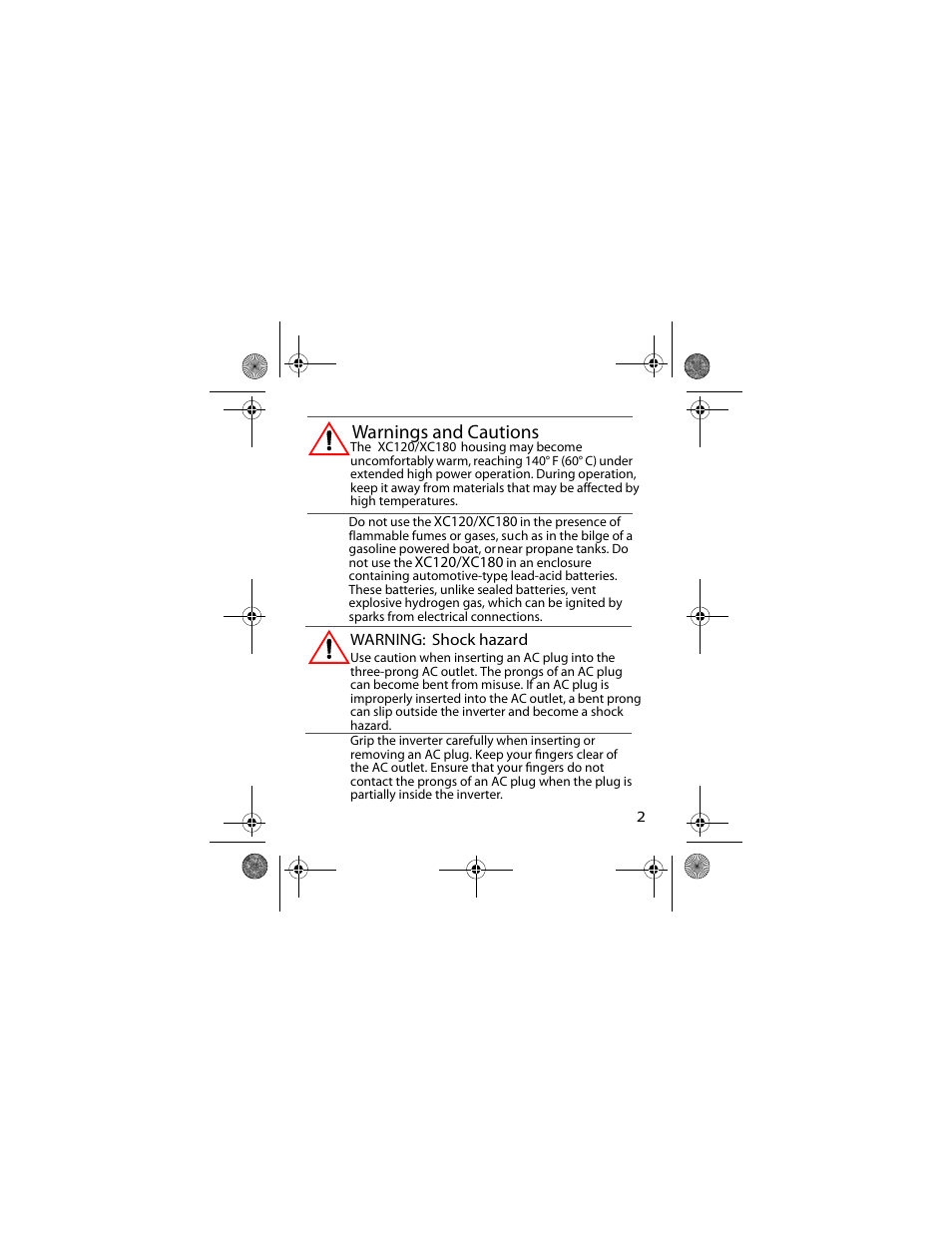 Warnings and cautions | Power Bright XC180 User Manual | Page 3 / 23